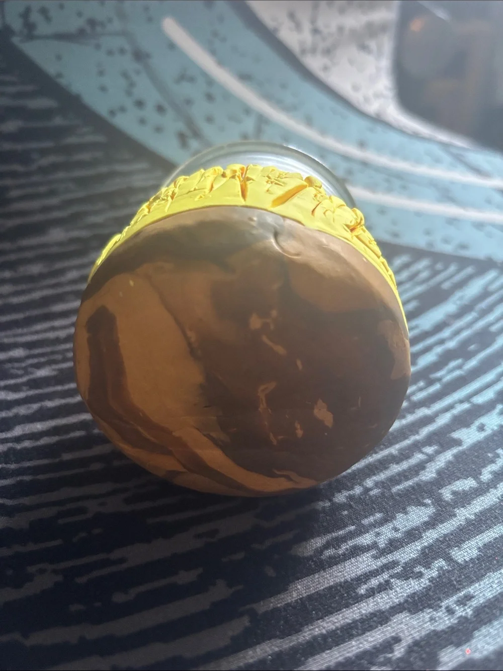 Handcrafted Clay Decorated Glass Holder with a sunflower theme